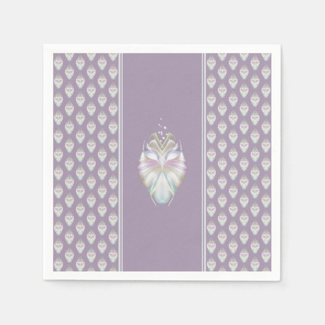 Pastell Lila Oracle Owl Serviette (Vorderseite)