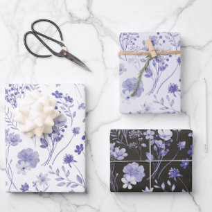 Pastell Lila Purpur Rustikale Wasserfarbe Wilde Bl Geschenkpapier Set