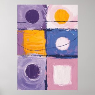 Pastell-Lila-Rosa geometrischer abstrakter Rasterp Poster