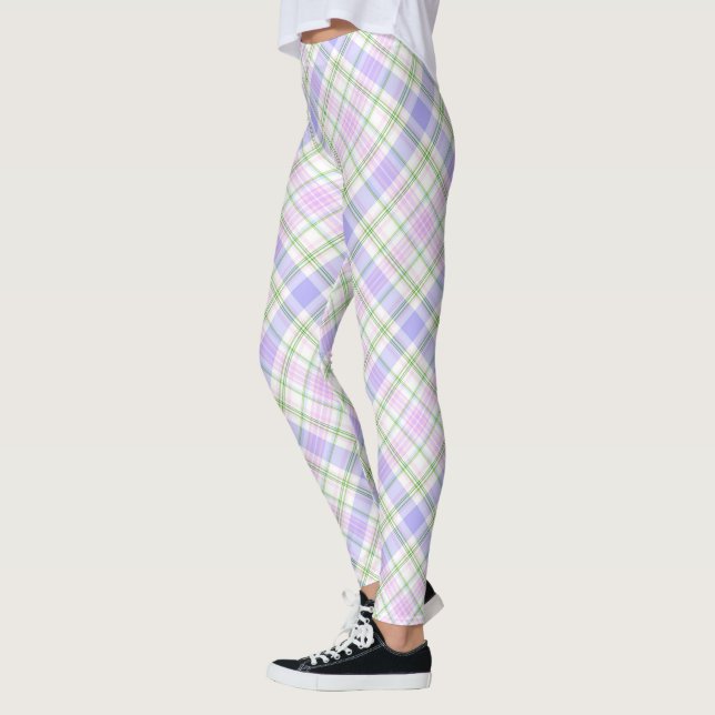 Pastell Lila und rosa Kariert Leggings (Links)