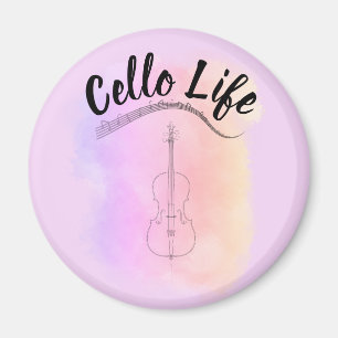 Pastell Lila Wasserfarben-Cello-Lebensinstrument Magnet