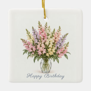 Pastell-Löwenmäulchen Alles Gute zum Geburtstag Keramikornament