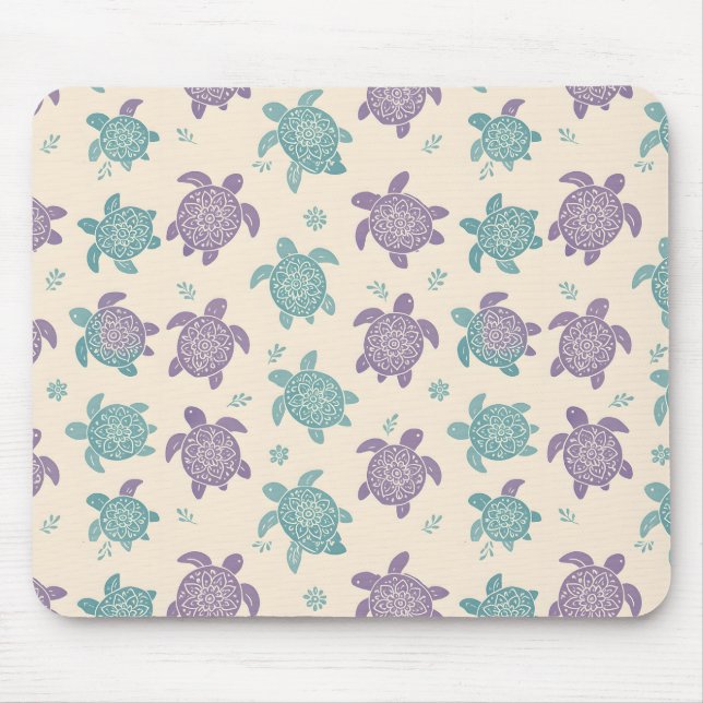 Pastell-Mandala-Schildkröten-Muster Mousepad (Vorne)