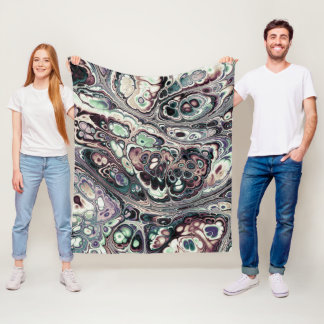 Pastell-Marmor-Blütenmosaik Fleecedecke