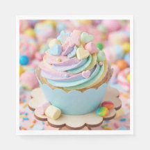 Pastell-Marshmallow-Regenbogen-Cupcake-Geburtstag