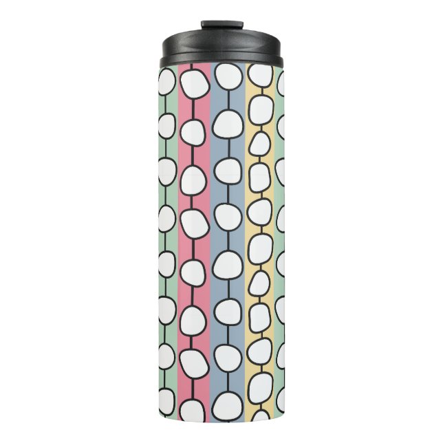 Pastell MCM farbenfrohe Linien Thermosbecher (Vorderseite)