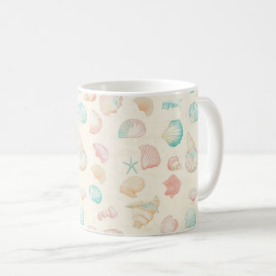 Pastell-Meeresschnecke-Seestern Blau Pfirsich Küst Kaffeetasse