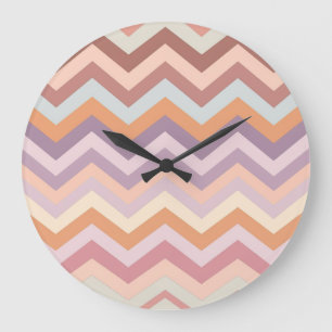 Pastell Mehrfarbig Chevron Zickzack Boho Geometris Große Wanduhr