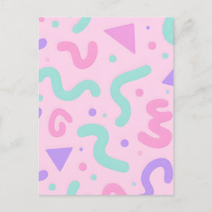 Pastell Memphis-Schlangenlinien-Geometrie Spielend Postkarte