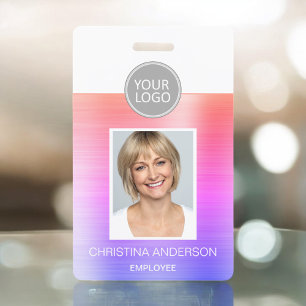 Pastell-Metall-Mitarbeiter-Name-Logo-Foto-Unterneh Ausweis