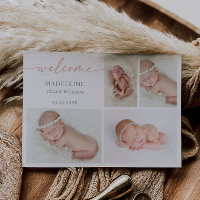 Pastell-Minimalistische Foto-Collage-Baby-Willkomm
