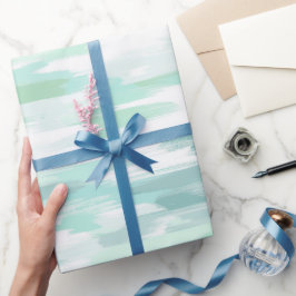 Pastell-Mint-Aqua-Weich-Drift-Weiß-Abstraktes Must Geschenkpapier