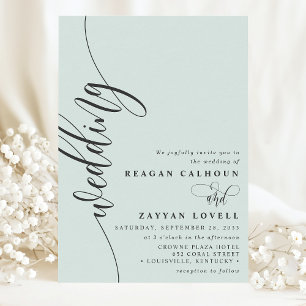 Pastell-Mint Elegante Kalligrafie-Schrift Hochzeit Einladung