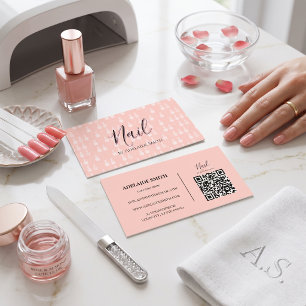 Pastell-Mint-Icon-Muster Nageltechnikerin mit QR C Visitenkarte