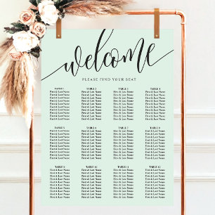 Pastell-Mint Minimalistischer Hochzeitssitzplan Poster