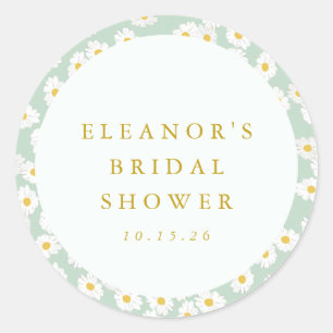 Pastell Mint Sage Daisy Brautparty Custom Runder Aufkleber