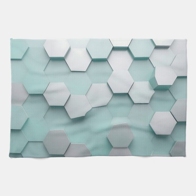 Pastell-Mint-Sechseck 3D-Mosaik Geschirrtuch (Horizontal)