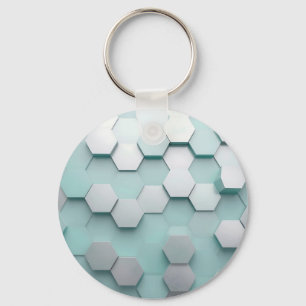 Pastell-Mint-Sechseck 3D-Mosaik Schlüsselanhänger