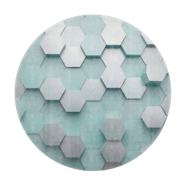 Pastell-Mint-Sechseck 3D-Mosaik Schneidebrett (Vorderseite)