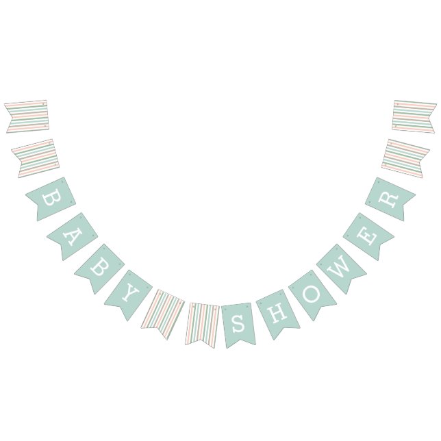 Pastell Mint Stripe Babydusche Wimpelkette (Alle)