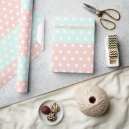 Pastell-Mint- und Rosé-Polka-Dot-Geschenkpapier Geschenkpapier