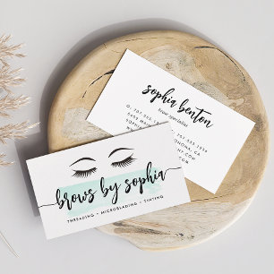 Pastell Minze Watercolor Brow Services Visitenkarte