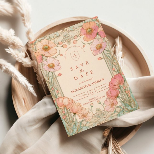 Pastell-Mohn-Garten-Hochzeit Save The Date (Von Creator hochgeladen)