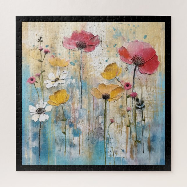 Pastell-Mohn-Impasto-Ölgemälde (Vertikal)
