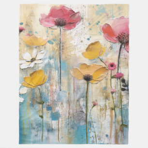 Pastell-Mohn-Impasto-Ölgemälde Fleecedecke