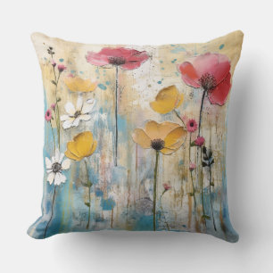 Pastell-Mohn-Impasto-Ölgemälde Kissen