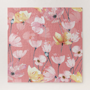 Pastell-Mohnblumen: Wasserfarbene Floral nahtlos.