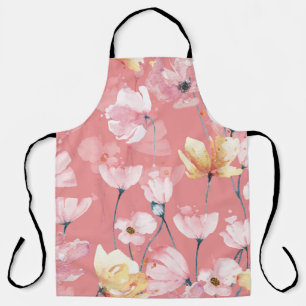 Pastell-Mohnblumen: Wasserfarbene Floral nahtlos. Schürze