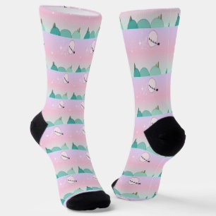 Pastell-Mondlicht-Weihnachten-Kachel-Glanz Socken