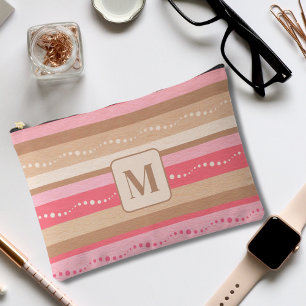 Pastell Monogramm und Streifen Muster groß Zubehörtasche
