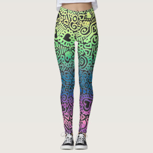 Pastell-Muster-Leggings mit Doodle-Design Leggings
