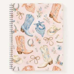 Pastell-Nashville-Cowgirl-Stiefel-Aquarell Notizbuch