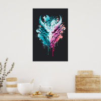 Pastell-Neon-Drache-Splatter-Plakat