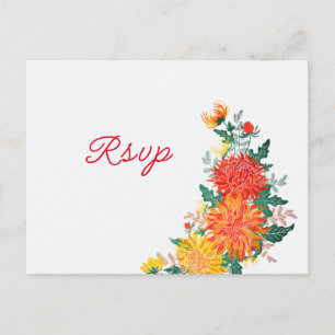 Pastell Orange Gelbe Frühlings-Dahlien Blumen Hoch Postkarte