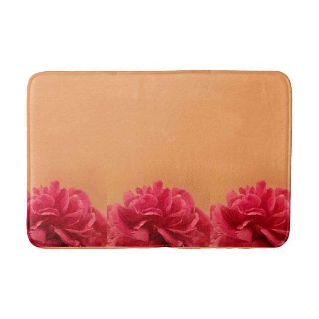 Pastell Orange Hot Pink Floral Badematte (Vorderseite)