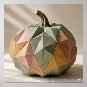 Pastell-Origami-Falte-Kürbis Poster