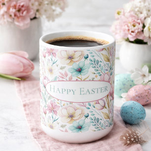 Pastell-Oster-Blumenkunst mit Frühlingsblüten Kaffeetasse
