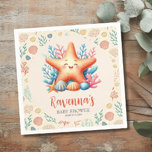Pastell-Ozean-Seestern personalisierte Babyparty Serviette