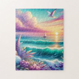Pastell-Ozean-Sonnenuntergang 252-Teile-Puzzle