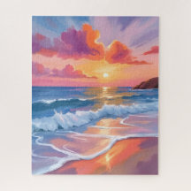 Pastell-Ozean-Sonnenuntergang | Farbige Strandmale
