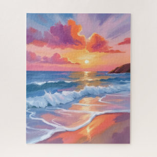 Pastell-Ozean-Sonnenuntergang Farbige Strandmale