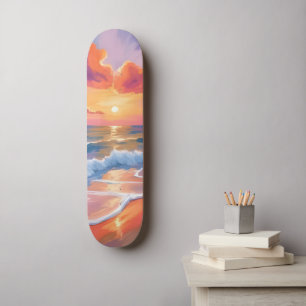 Pastell-Ozean-Sonnenuntergang Farbige Strandmale Skateboard