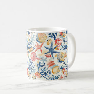 Pastell-Ozeanschalen mit zarten Korallenzweigen Kaffeetasse