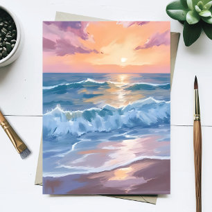 Pastell-Ozeanwellen-Aquarell-Meeresmalerei Postkarte