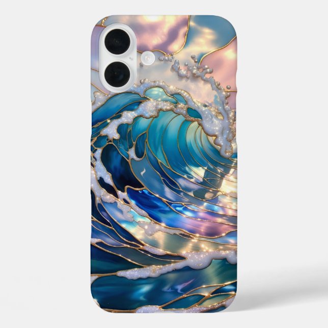 Pastell-Ozeanwellen-Ästhetik-Handyhülle iPhone 16 Plus Hülle (Rückseite)