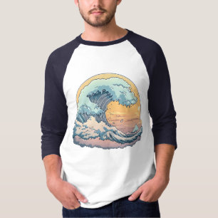 Pastell-Ozeanwellen-Grafik-T-Shirt T-Shirt